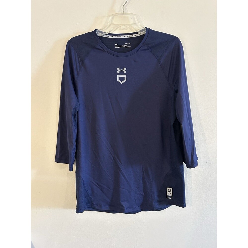 Under Armour  Fitted ISO Chill 3/4 Navy  Baseball Tee Shirt Top Size L